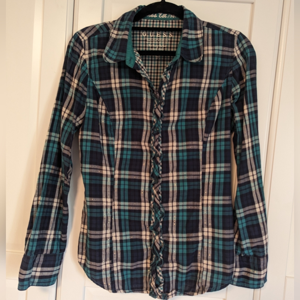 Guess - Plaid with Gold Shimmer & Ruffle - Sz S